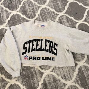 Vintage Cropped Steelers Crew Sweatshirt